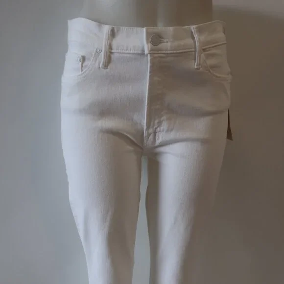 NWT Womens Mother (Item-85) White Insider Crop Step Fray Fairest All Jeans 31